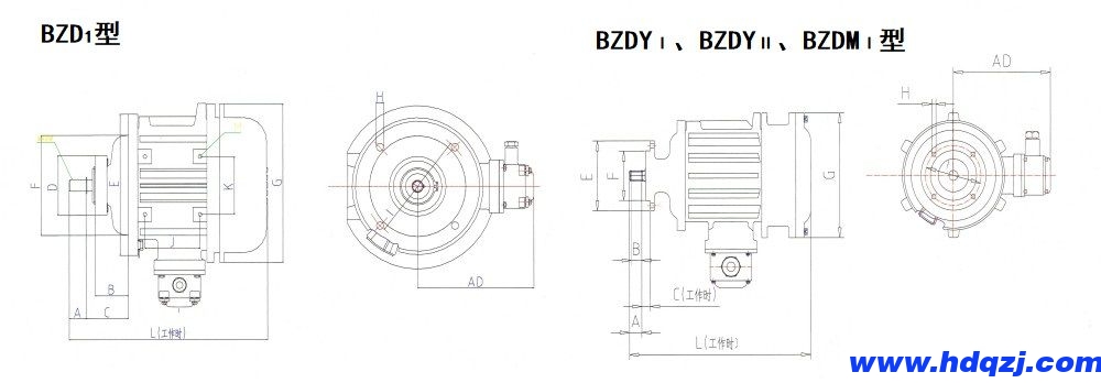 BZDⅠ、BZDYⅠ、BZDYⅡ、BZDMⅠ隔爆型錐形轉子三相異步電動機外形尺寸圖.jpg