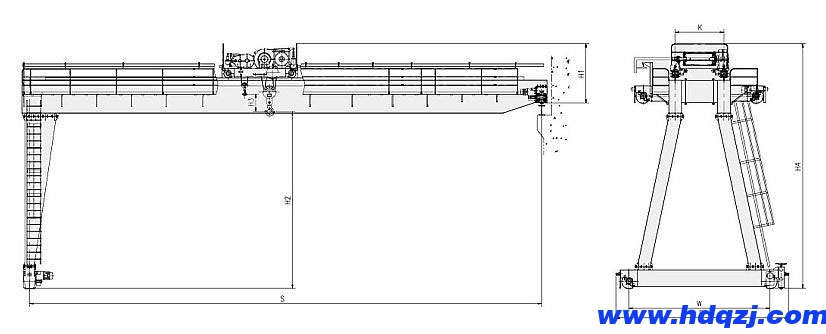 MGB型雙梁半門(mén)式起重機(jī)結(jié)構(gòu)圖