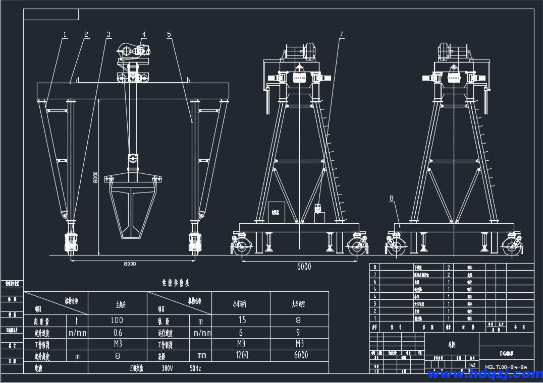 MGLT提梁機結構技術參數圖