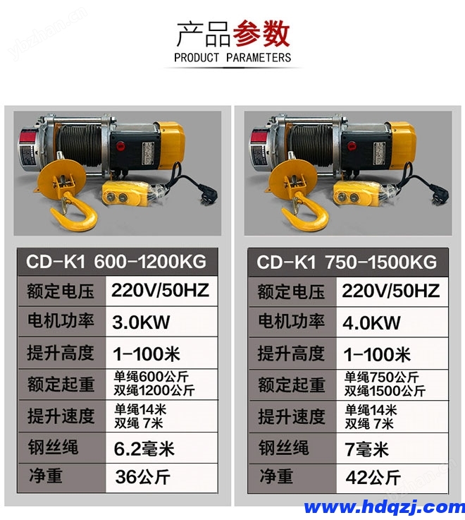 CD-K1多功能提升機產品參數(shù)