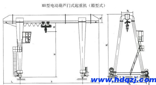 MH型電動葫蘆門式起重機結構圖